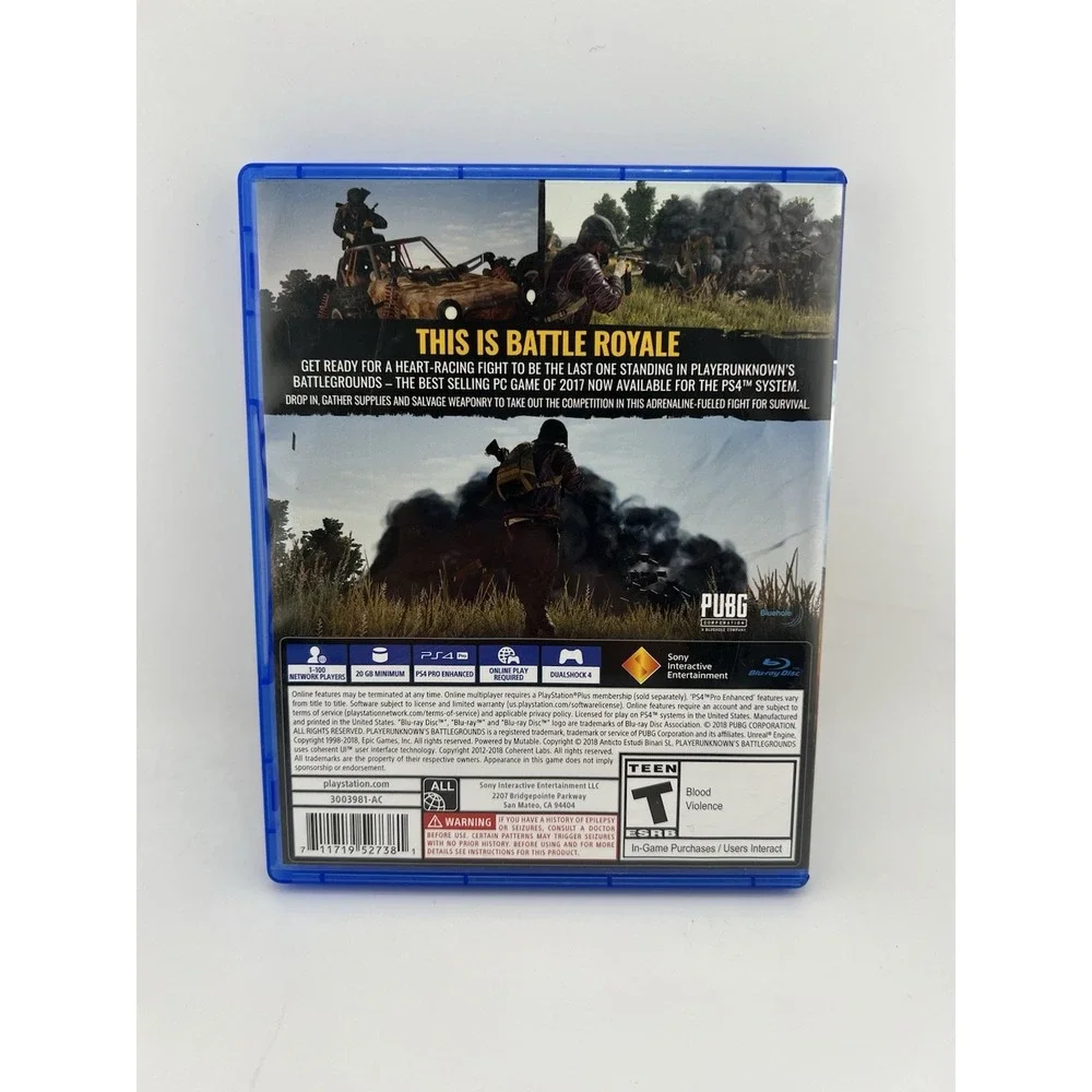 PlayerUnknown's Battlegrounds PUBG Sony PlayStation 4 PS4 2018 Battle Royale T